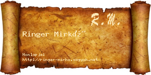 Ringer Mirkó névjegykártya